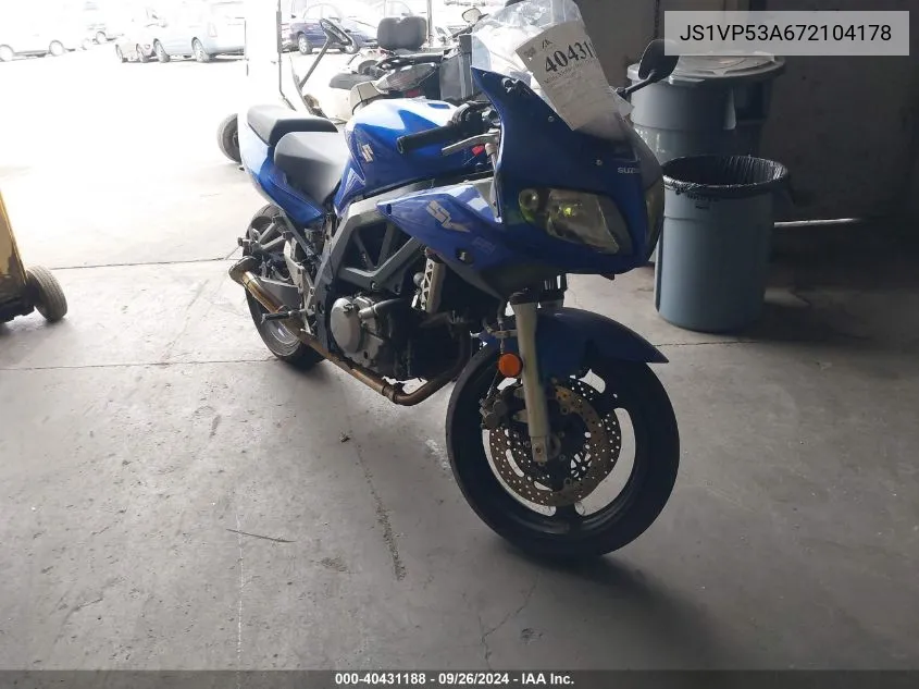 2007 Suzuki Sv650 VIN: JS1VP53A672104178 Lot: 40431188