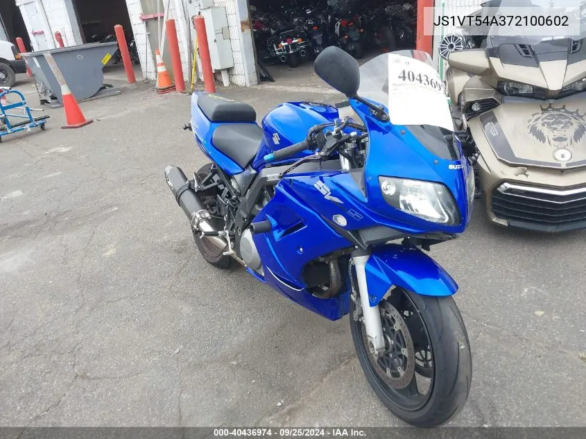 2007 Suzuki Sv1000 S VIN: JS1VT54A372100602 Lot: 40436974