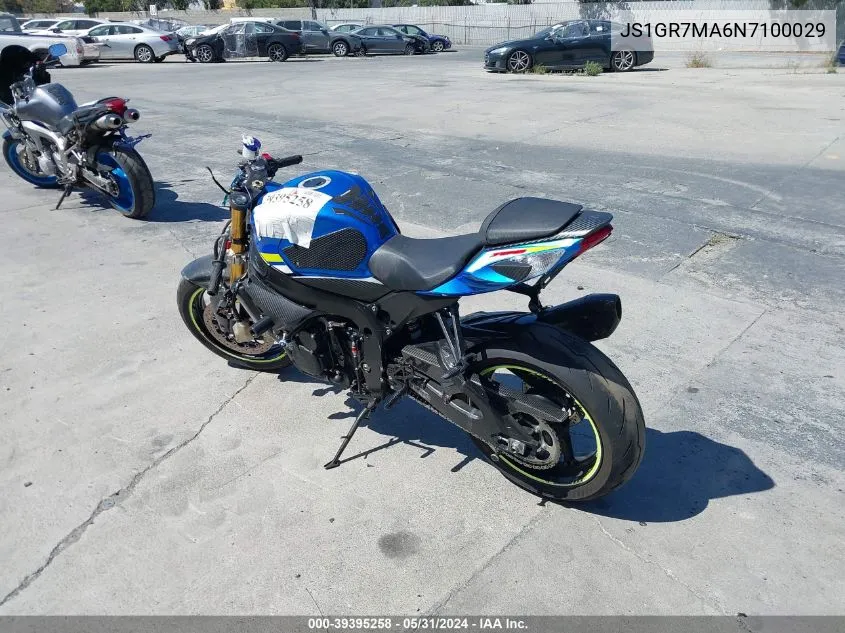 2022 Suzuki Gsx-R750 VIN: JS1GR7MA6N7100029 Lot: 39395258