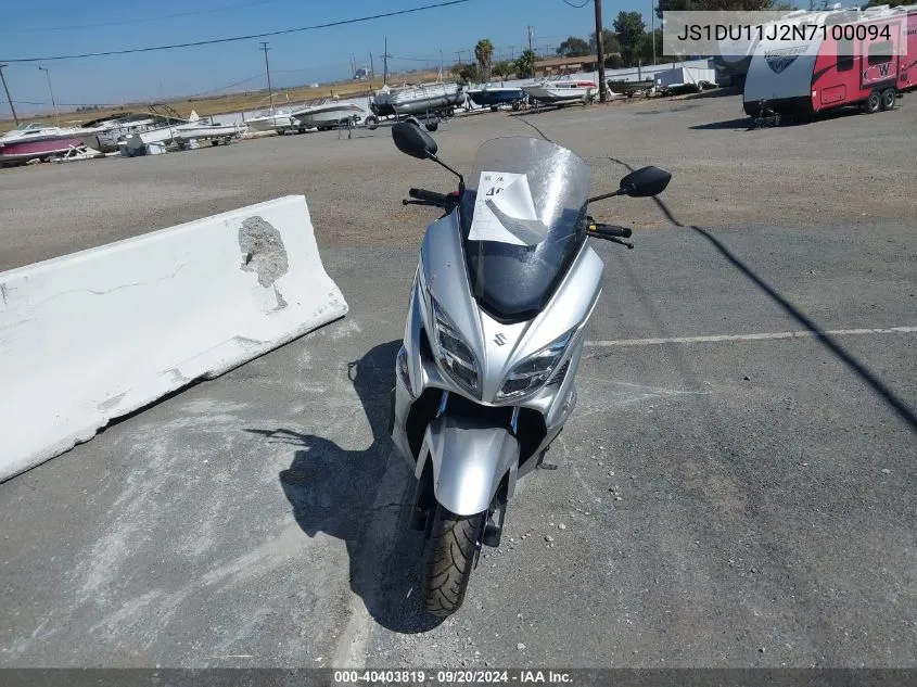 2022 Suzuki An400 A VIN: JS1DU11J2N7100094 Lot: 40403819