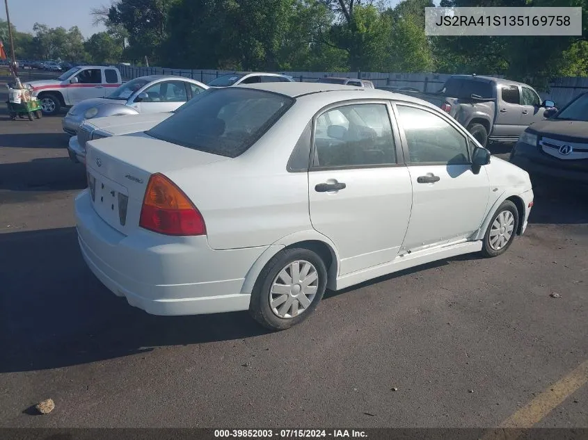 2003 Suzuki Aerio Gs/S VIN: JS2RA41S135169758 Lot: 39852003