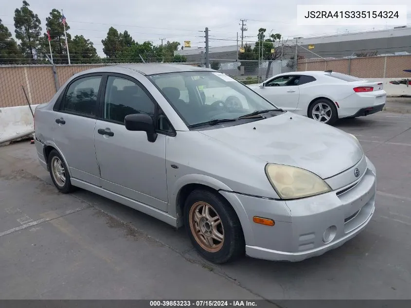 2003 Suzuki Aerio Gs/S VIN: JS2RA41S335154324 Lot: 39853233