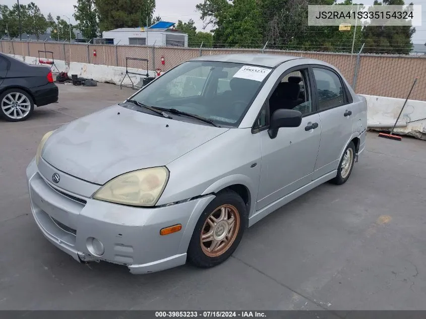 2003 Suzuki Aerio Gs/S VIN: JS2RA41S335154324 Lot: 39853233