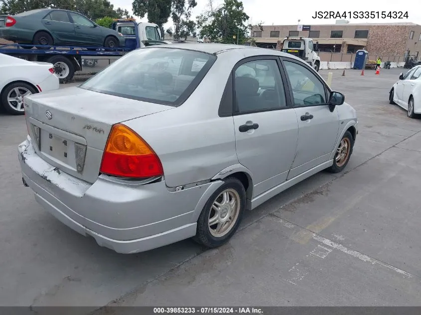 2003 Suzuki Aerio Gs/S VIN: JS2RA41S335154324 Lot: 39853233