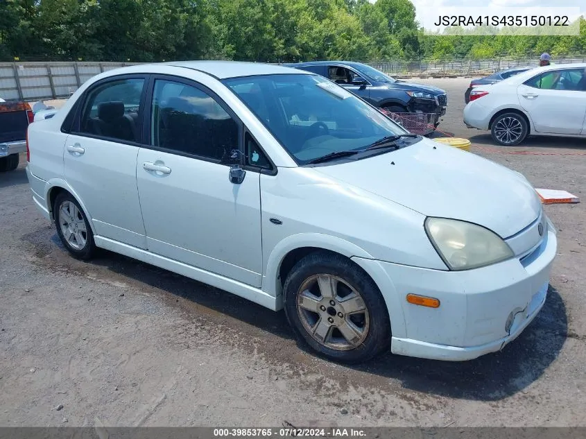 JS2RA41S435150122 2003 Suzuki Aerio Gs/S