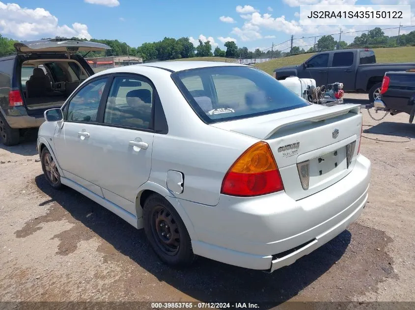 2003 Suzuki Aerio Gs/S VIN: JS2RA41S435150122 Lot: 39853765