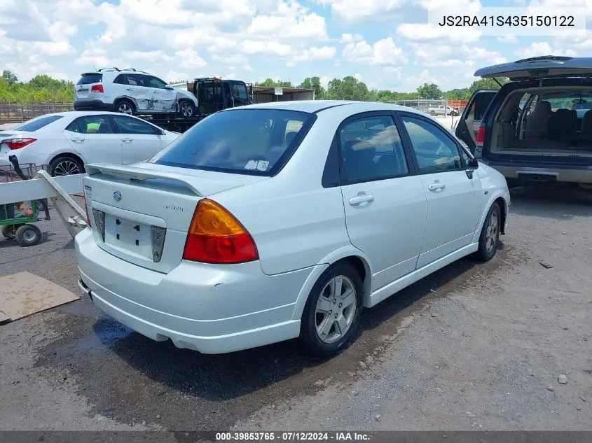 2003 Suzuki Aerio Gs/S VIN: JS2RA41S435150122 Lot: 39853765