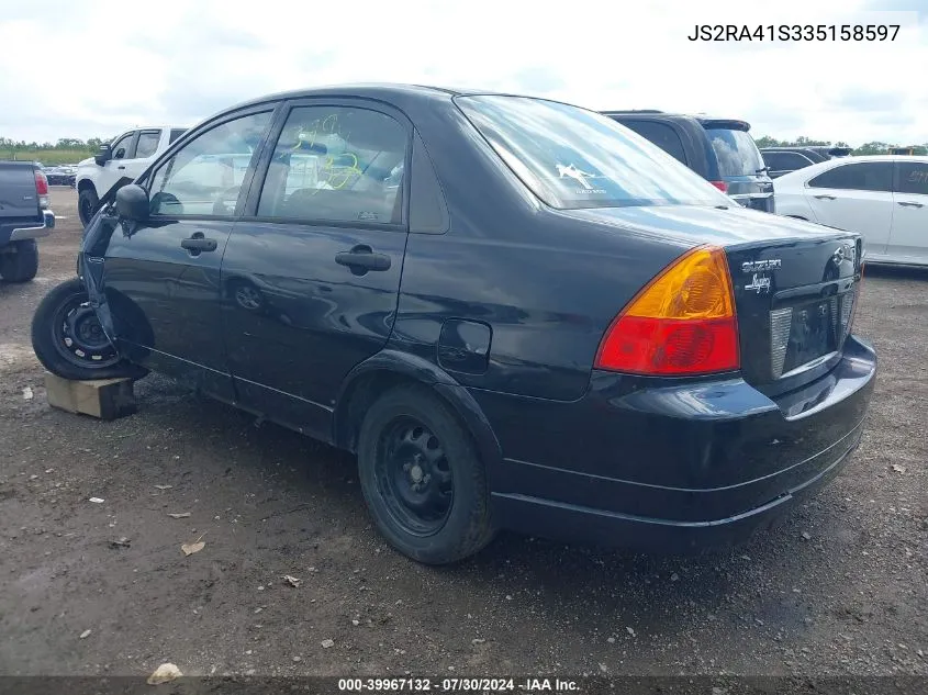 2003 Suzuki Aerio Gs/S VIN: JS2RA41S335158597 Lot: 39967132