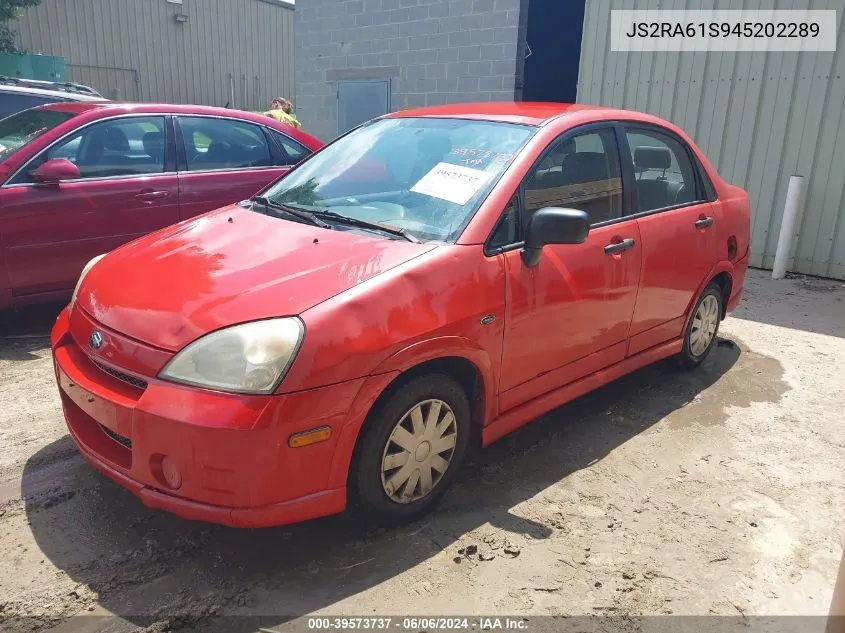 JS2RA61S945202289 2004 Suzuki Aerio Lx/S