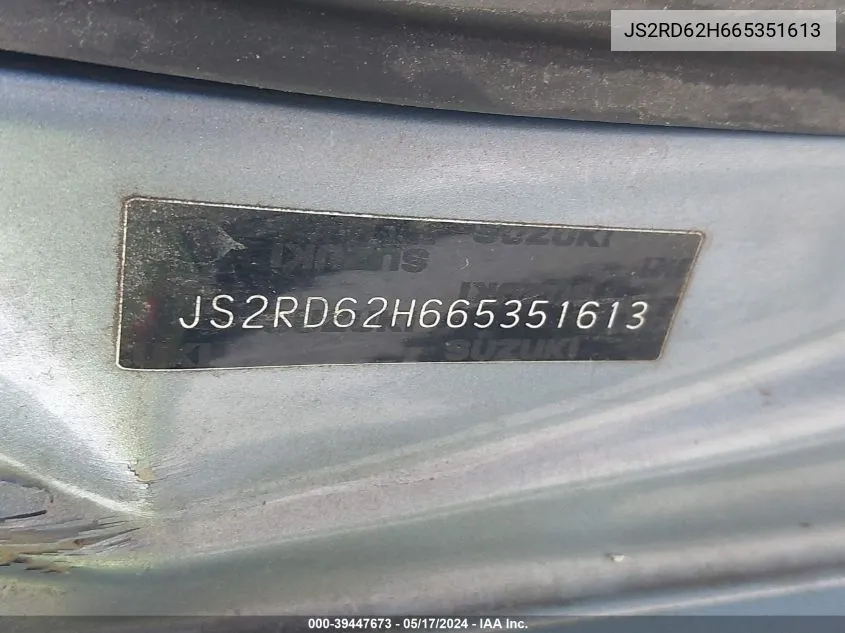 JS2RD62H665351613 2006 Suzuki Aerio Sx Premium