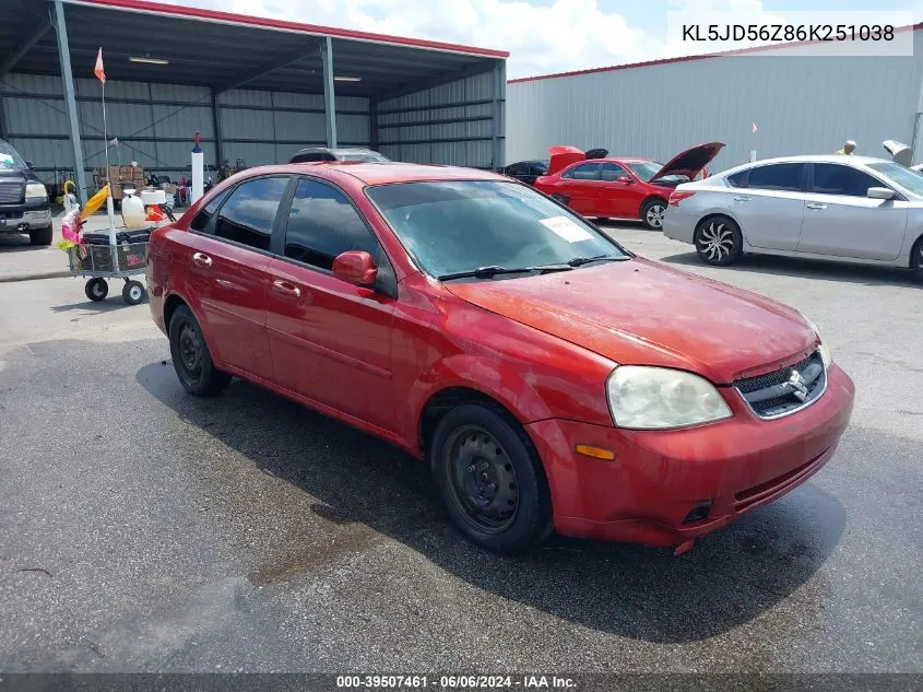 2006 Suzuki Forenza VIN: KL5JD56Z86K251038 Lot: 39507461