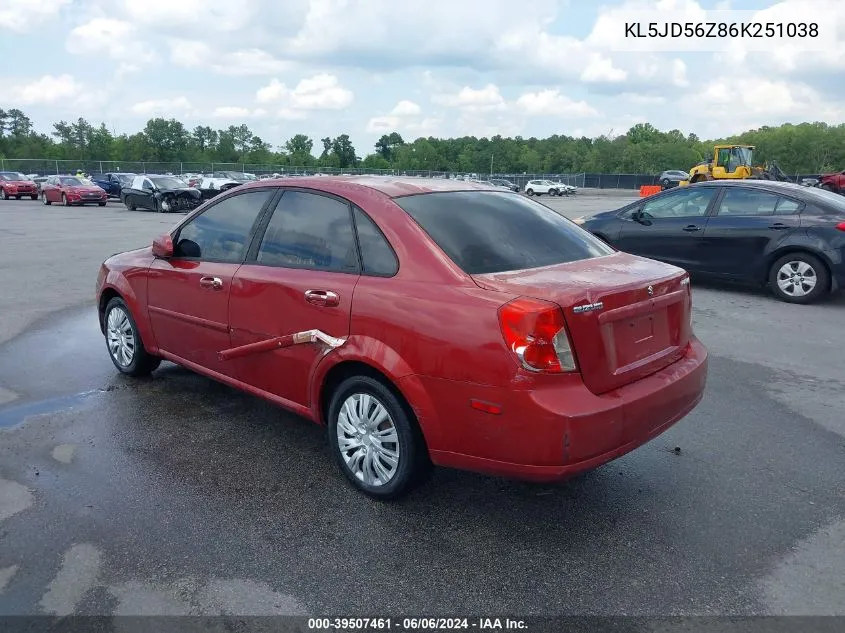 2006 Suzuki Forenza VIN: KL5JD56Z86K251038 Lot: 39507461