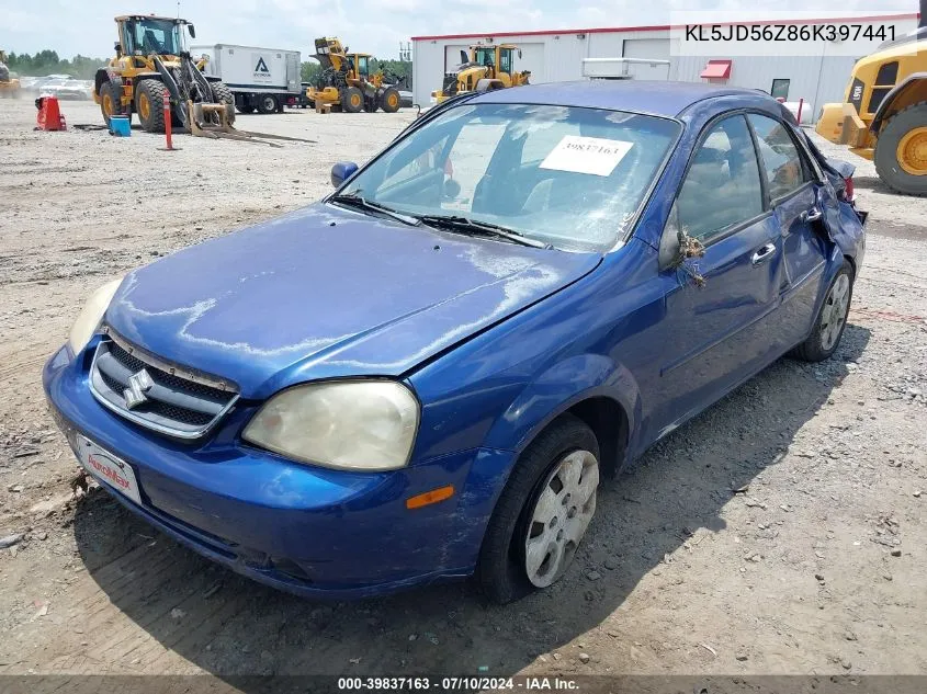 2006 Suzuki Forenza VIN: KL5JD56Z86K397441 Lot: 39837163