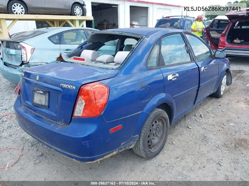 2006 Suzuki Forenza VIN: KL5JD56Z86K397441 Lot: 39837163