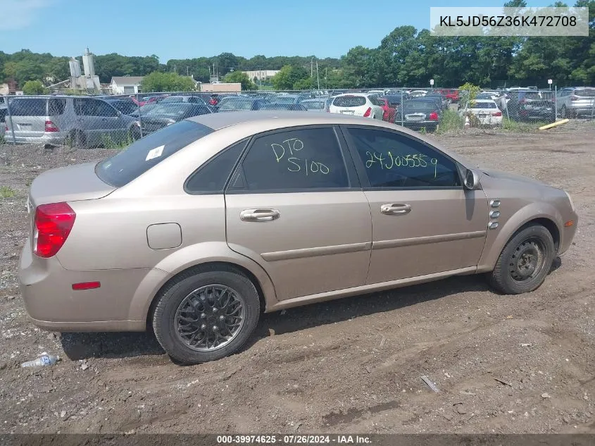 2006 Suzuki Forenza VIN: KL5JD56Z36K472708 Lot: 39974625