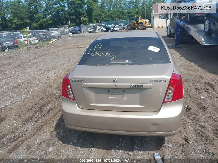 2006 Suzuki Forenza VIN: KL5JD56Z36K472708 Lot: 39974625