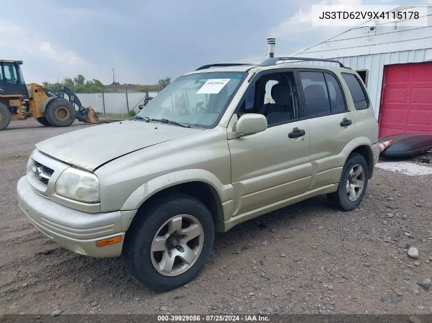 1999 Suzuki Grand Vitara Jlx/Jlx+ VIN: JS3TD62V9X4115178 Lot: 39929056