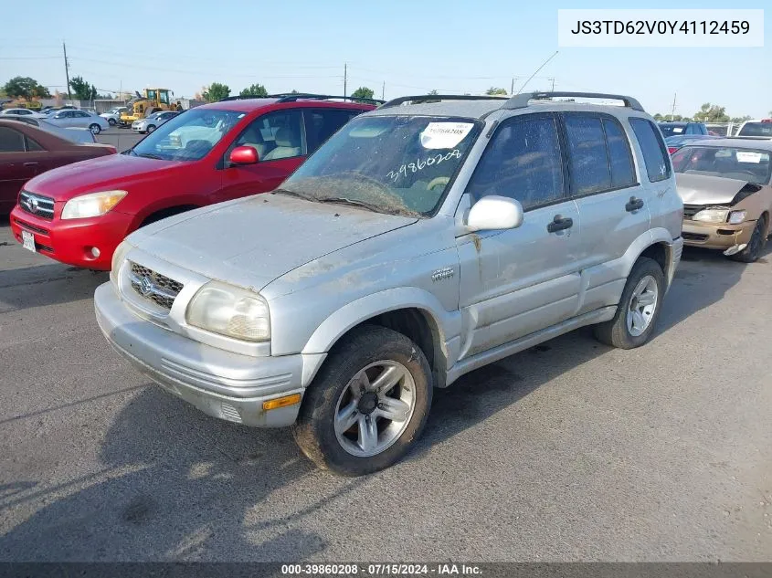 2000 Suzuki Grand Vitara Jlx/Jlx+/Limited VIN: JS3TD62V0Y4112459 Lot: 39860208