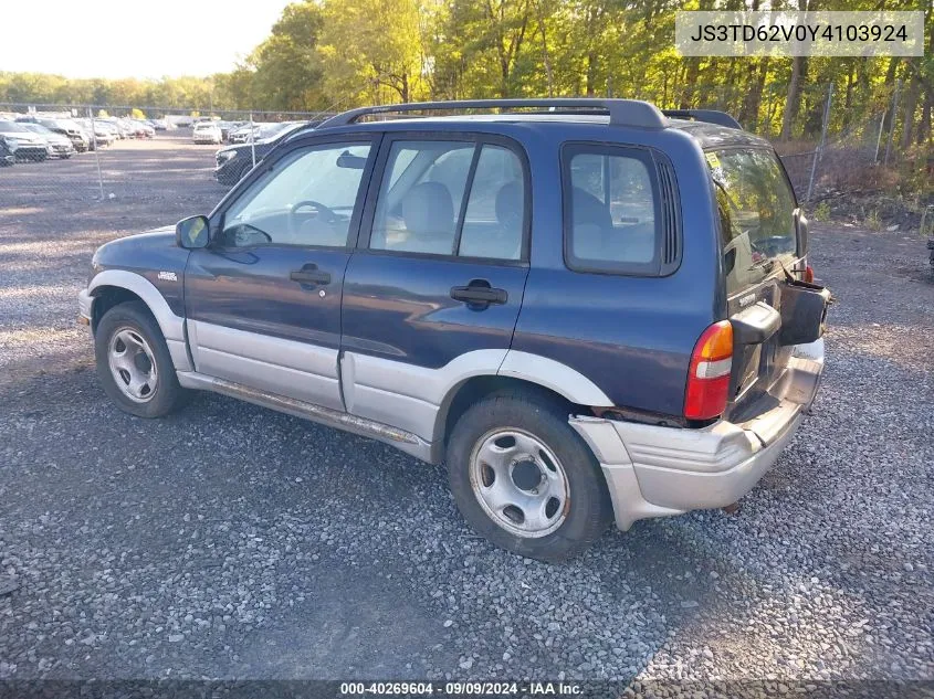 2000 Suzuki Grand Vitara Jlx/Jlx+/Limited VIN: JS3TD62V0Y4103924 Lot: 40269604