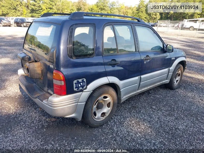 2000 Suzuki Grand Vitara Jlx/Jlx+/Limited VIN: JS3TD62V0Y4103924 Lot: 40269604