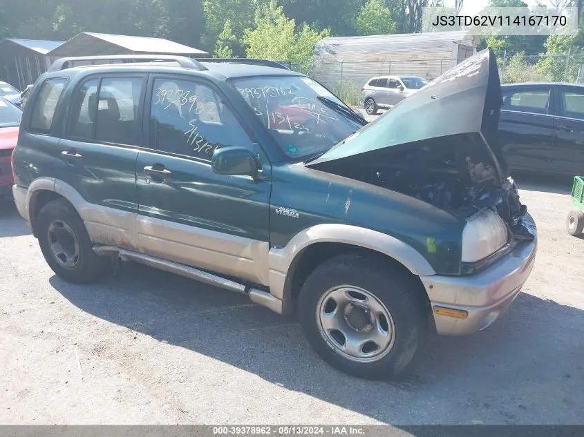 2001 Suzuki Grand Vitara Jlx/Jlx+/Limited VIN: JS3TD62V114167170 Lot: 39378962