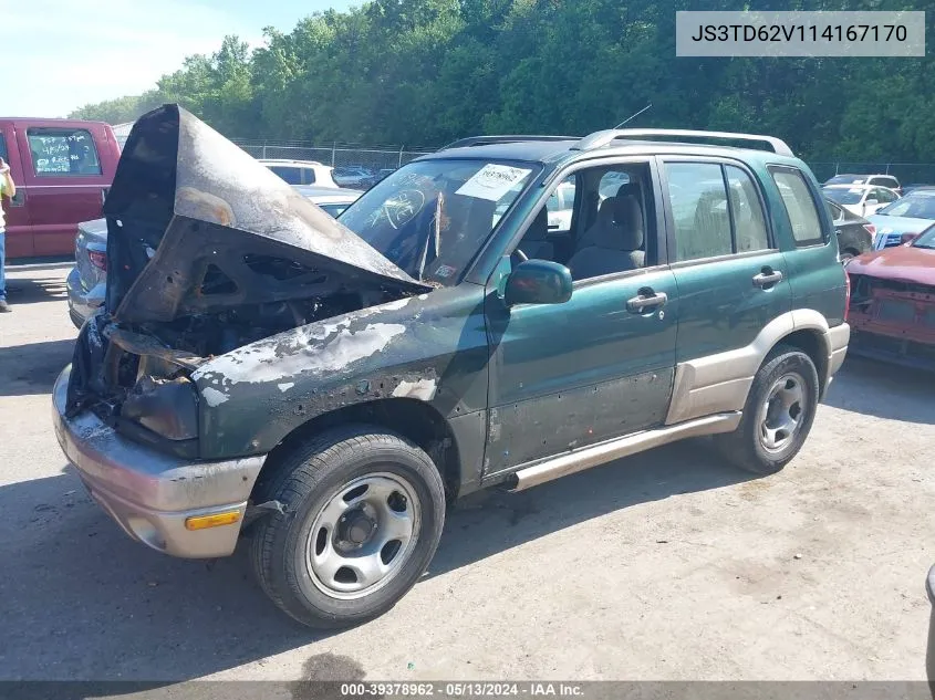 2001 Suzuki Grand Vitara Jlx/Jlx+/Limited VIN: JS3TD62V114167170 Lot: 39378962