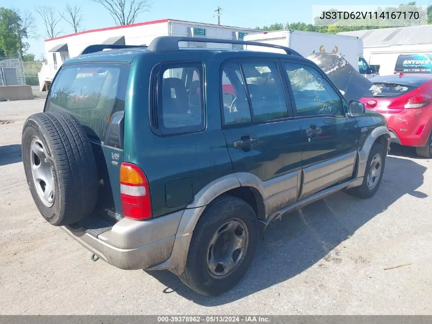 2001 Suzuki Grand Vitara Jlx/Jlx+/Limited VIN: JS3TD62V114167170 Lot: 39378962