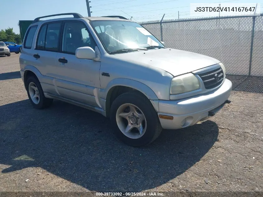 2001 Suzuki Grand Vitara Jlx/Jlx+/Limited VIN: JS3TD62V414167647 Lot: 39733092