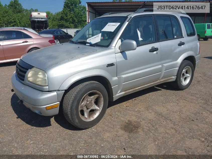 2001 Suzuki Grand Vitara Jlx/Jlx+/Limited VIN: JS3TD62V414167647 Lot: 39733092