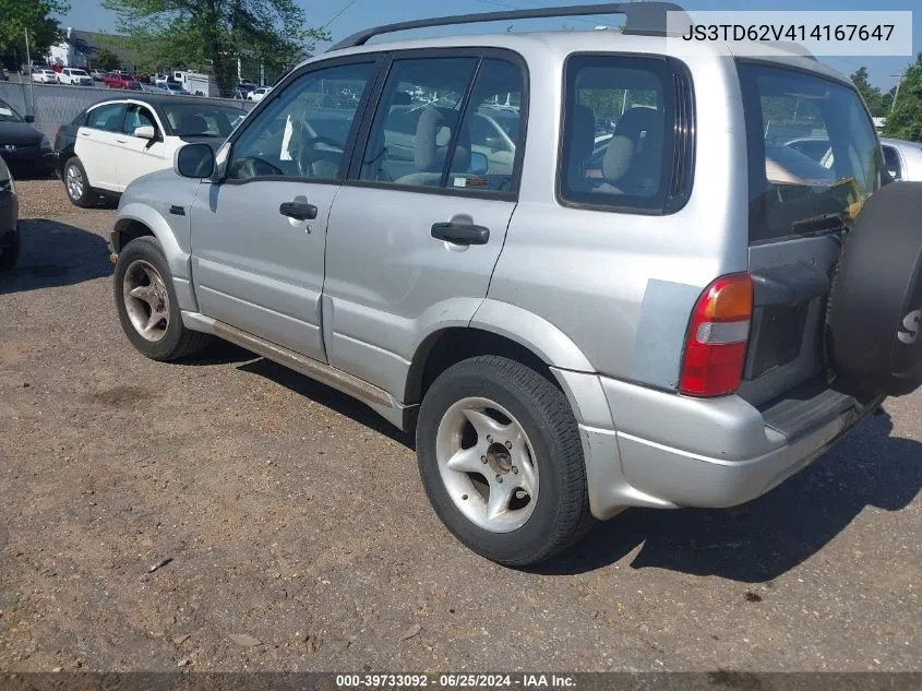 2001 Suzuki Grand Vitara Jlx/Jlx+/Limited VIN: JS3TD62V414167647 Lot: 39733092