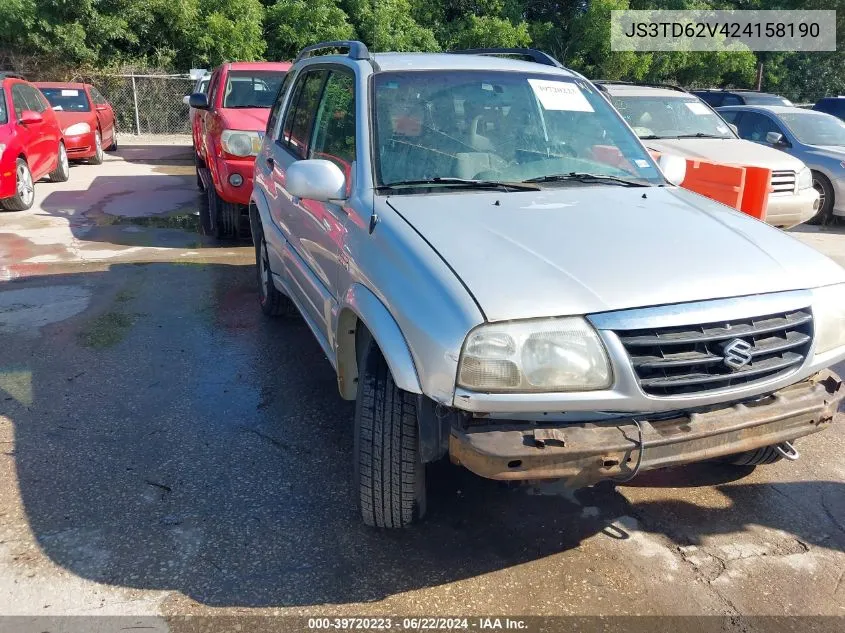 2002 Suzuki Grand Vitara Jlx/Limited VIN: JS3TD62V424158190 Lot: 39720223