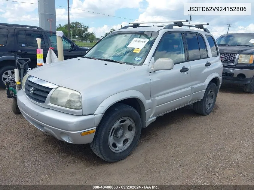 2002 Suzuki Grand Vitara Jlx/Limited VIN: JS3TD62V924152806 Lot: 40408060