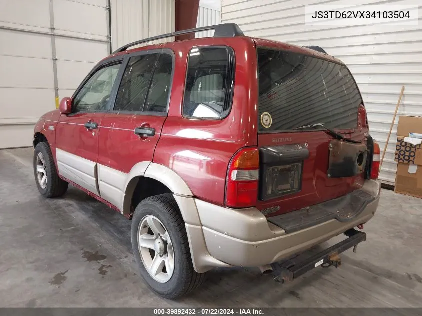 2003 Suzuki Grand Vitara VIN: JS3TD62VX34103504 Lot: 39892432