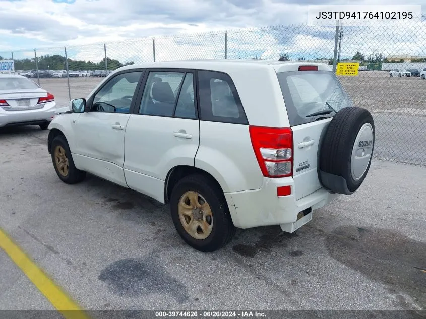 2006 Suzuki Grand Vitara VIN: JS3TD941764102195 Lot: 39744626