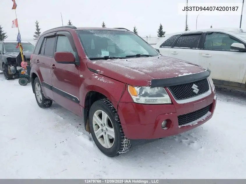 JS3TD944074200187 2007 Suzuki Grand Vitara Jx