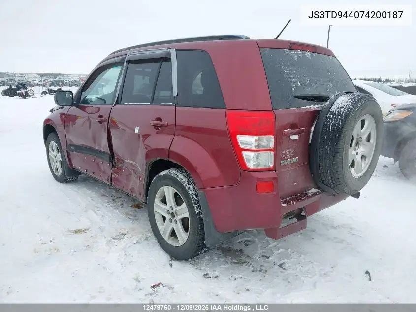 JS3TD944074200187 2007 Suzuki Grand Vitara Jx