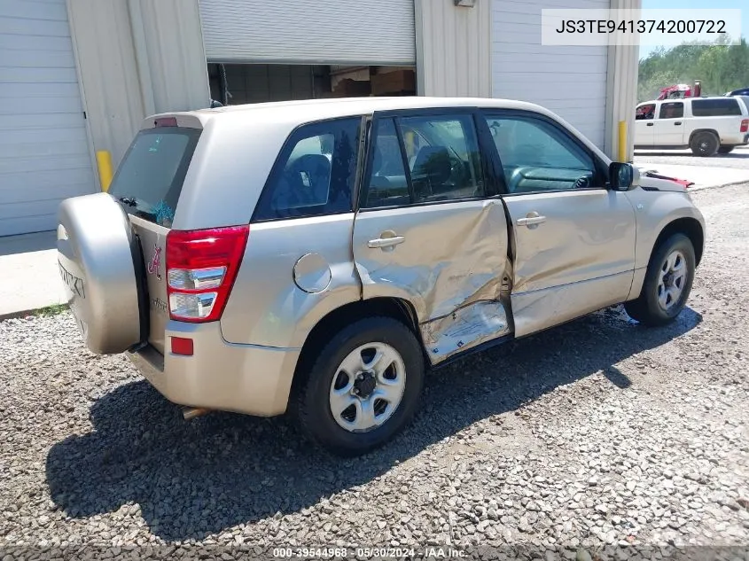 2007 Suzuki Grand Vitara VIN: JS3TE941374200722 Lot: 39544968