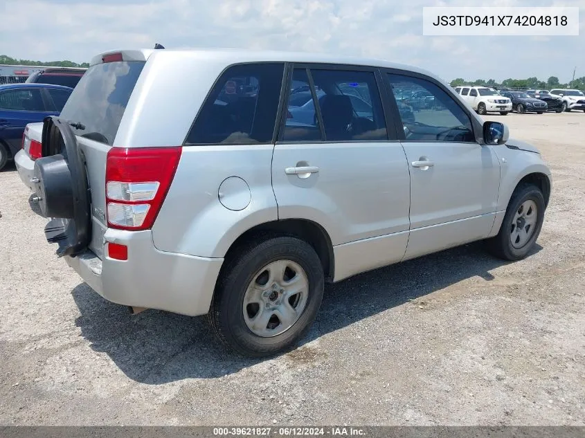 2007 Suzuki Grand Vitara VIN: JS3TD941X74204818 Lot: 39621827