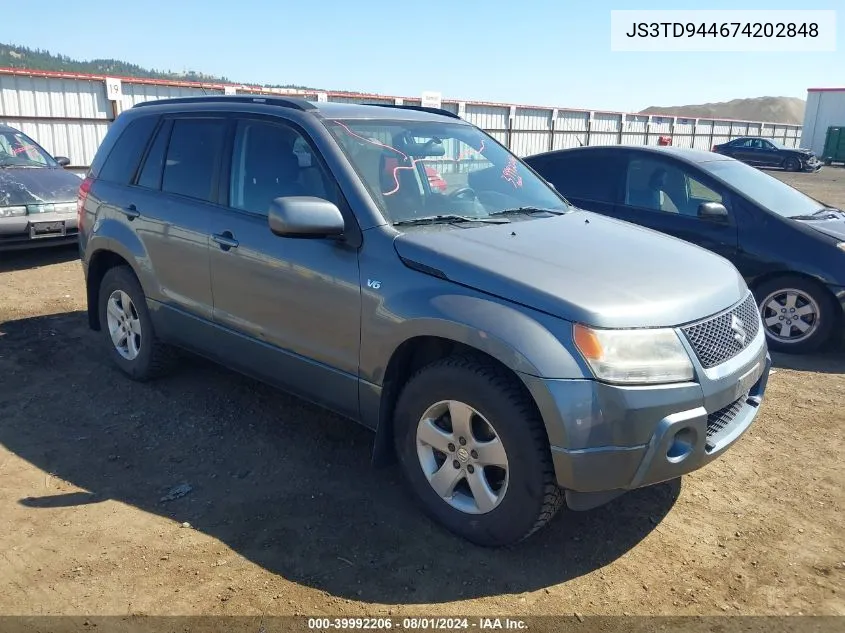 2007 Suzuki Grand Vitara Xsport VIN: JS3TD944674202848 Lot: 39992206