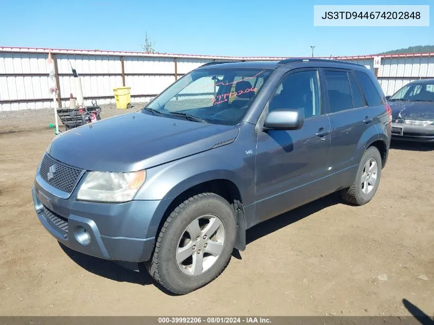 2007 Suzuki Grand Vitara Xsport VIN: JS3TD944674202848 Lot: 39992206