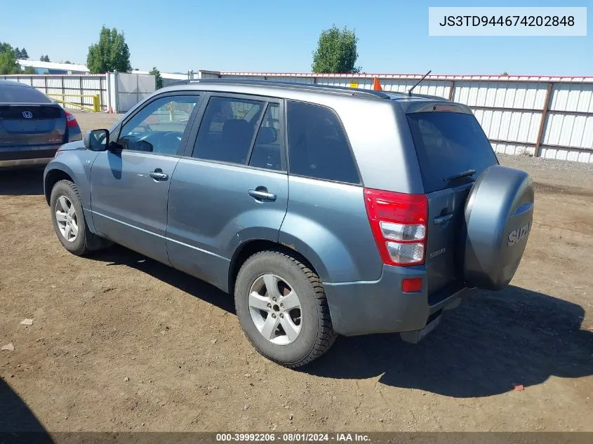 2007 Suzuki Grand Vitara Xsport VIN: JS3TD944674202848 Lot: 39992206