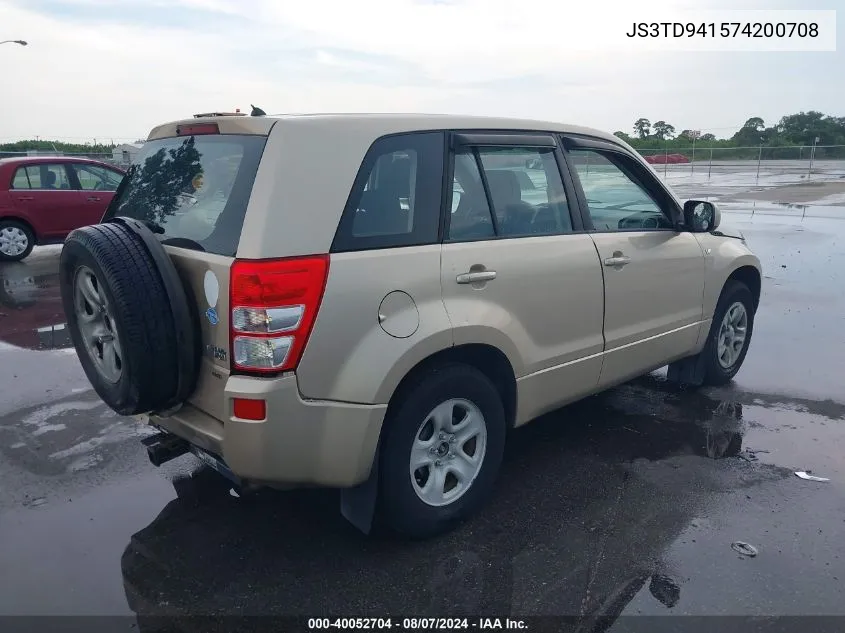 2007 Suzuki Grand Vitara VIN: JS3TD941574200708 Lot: 40052704