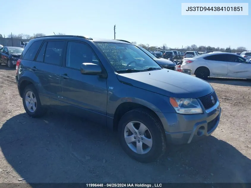 2008 Suzuki Grand Vitara VIN: JS3TD944384101851 Lot: 11996448