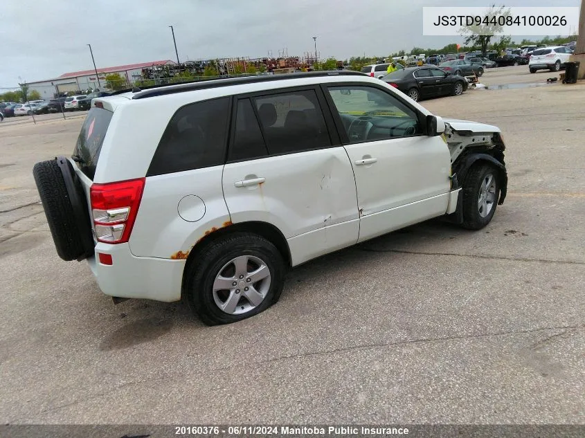 2008 Suzuki Grand Vitara Jx V6 VIN: JS3TD944084100026 Lot: 20160376