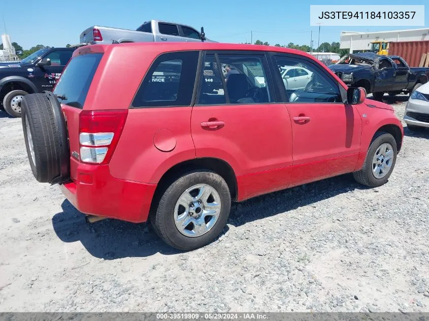 2008 Suzuki Grand Vitara Appearance/Appearance + VIN: JS3TE941184103357 Lot: 39519909