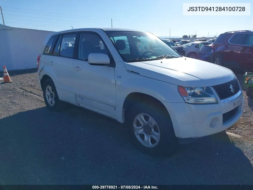 2008 Suzuki Grand Vitara VIN: JS3TD941284100728 Lot: 39778921