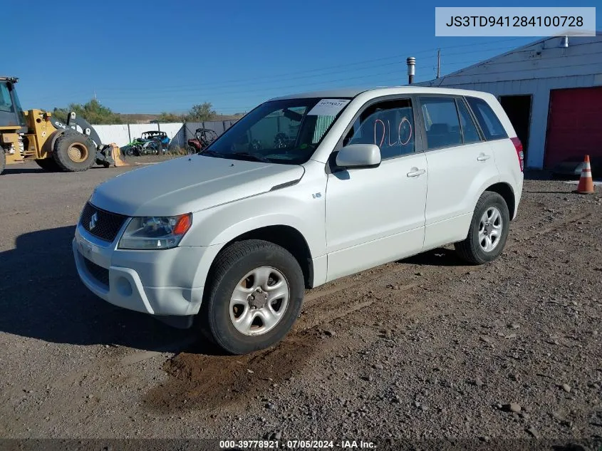 2008 Suzuki Grand Vitara VIN: JS3TD941284100728 Lot: 39778921