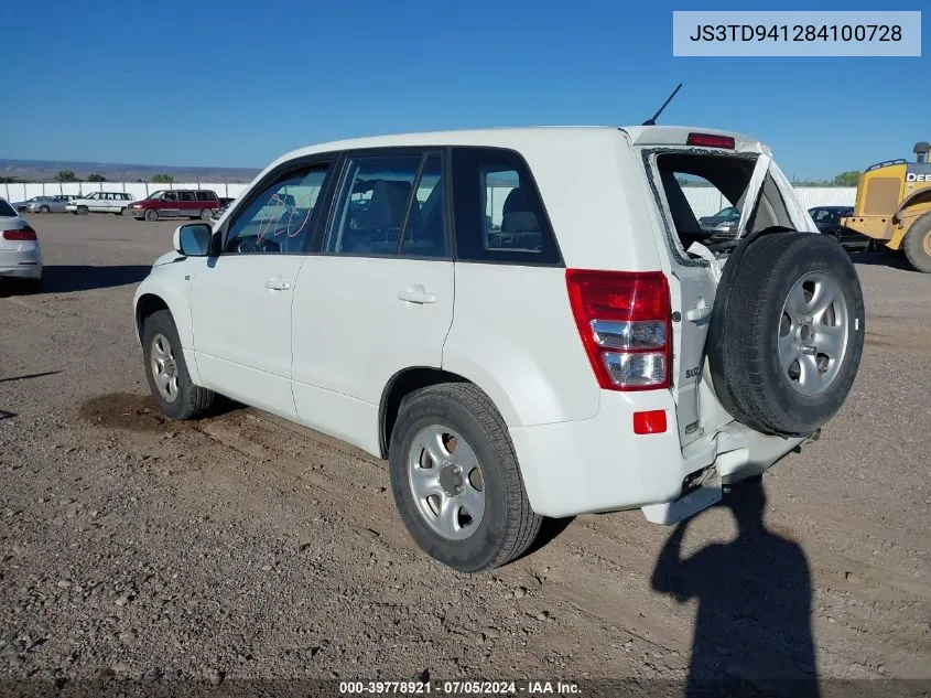 2008 Suzuki Grand Vitara VIN: JS3TD941284100728 Lot: 39778921