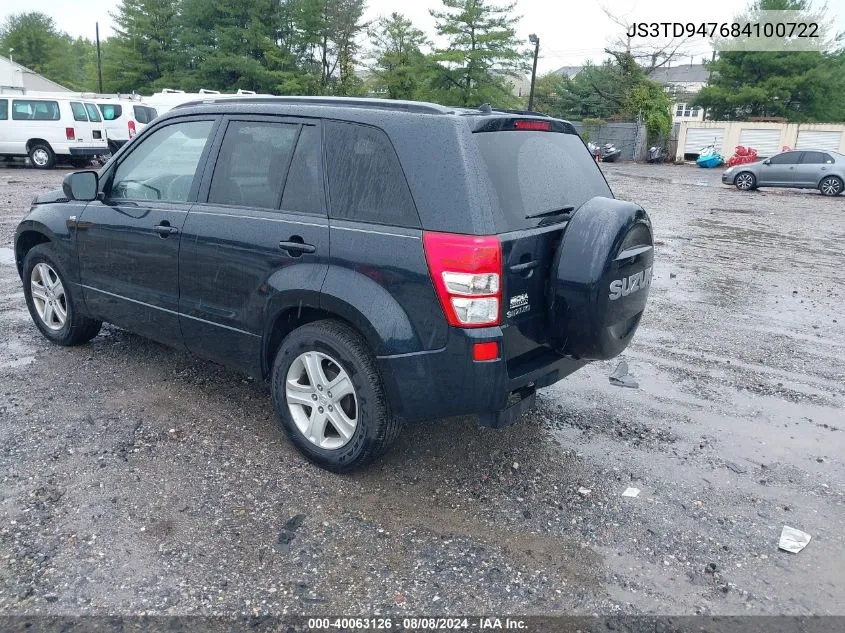 2008 Suzuki Grand Vitara Luxury VIN: JS3TD947684100722 Lot: 40063126