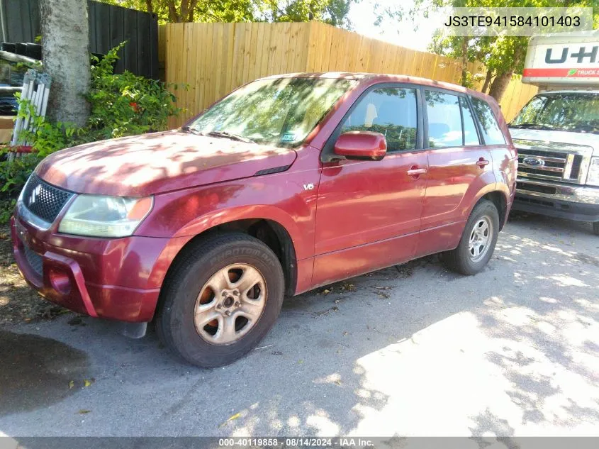 2008 Suzuki Grand Vitara Appearance/Appearance + VIN: JS3TE941584101403 Lot: 40119858